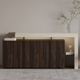 Hanah Home Consola Beliz - Travertino, Walnut